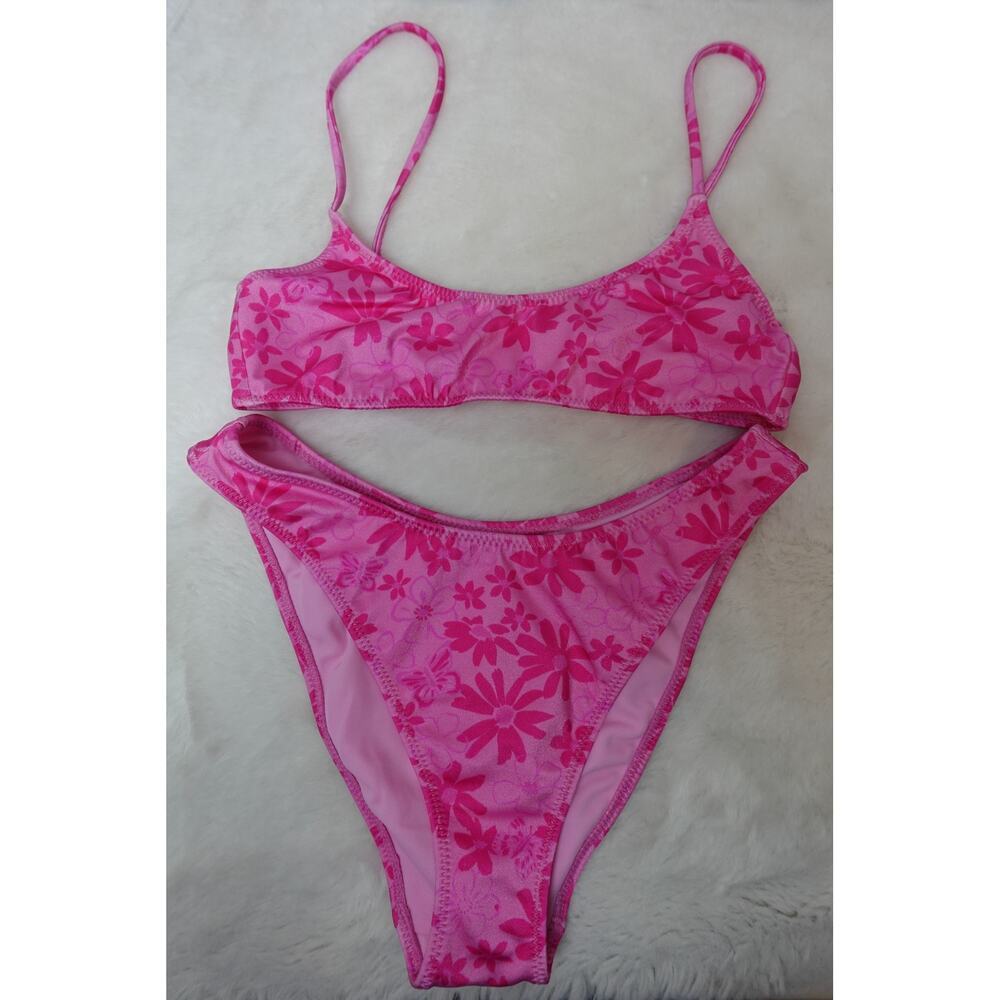 L.A. Hearts by Pacsun Pink Floral Bikini Set - XS Top, S Bottom